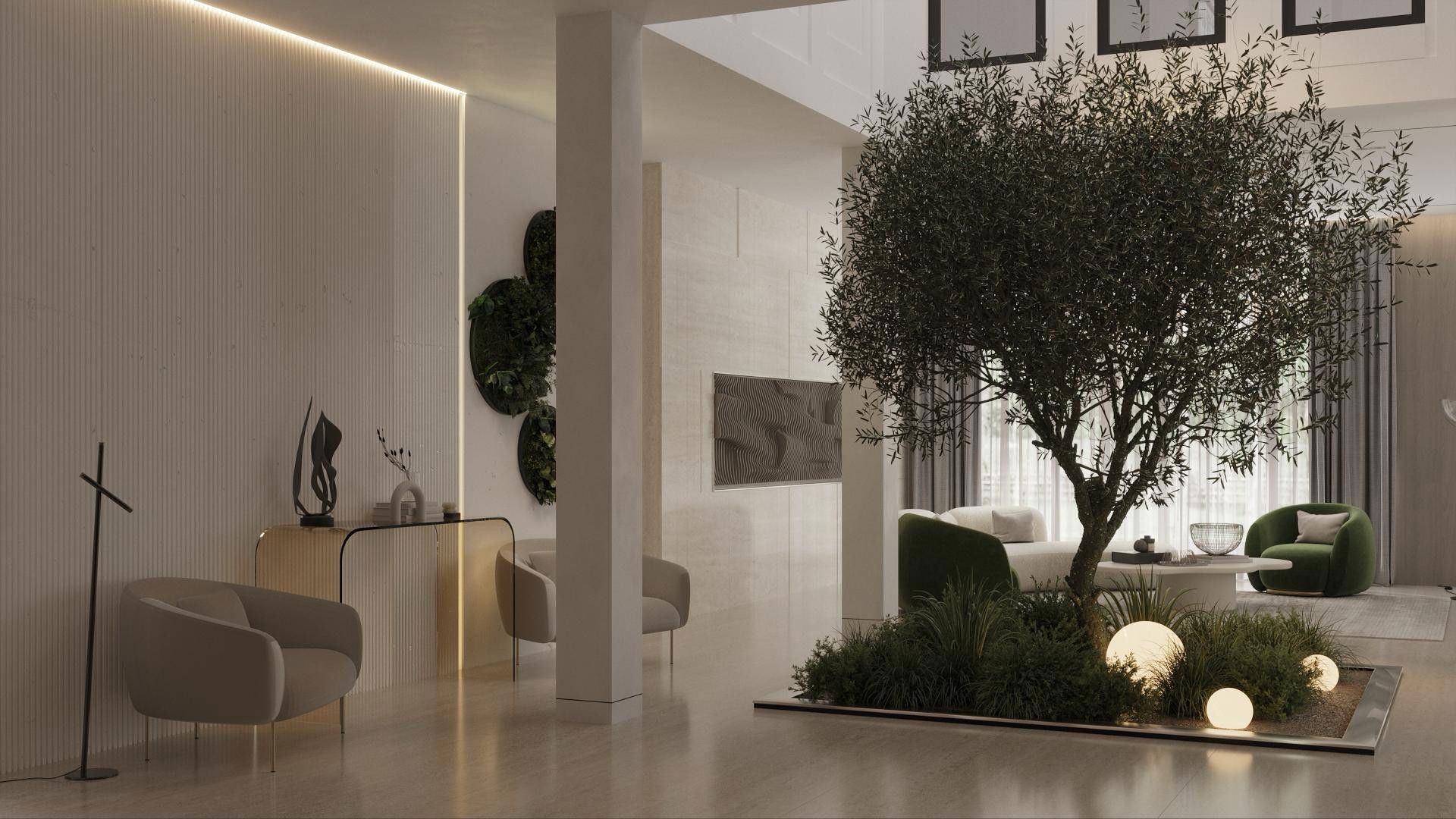 Modern living space interior design