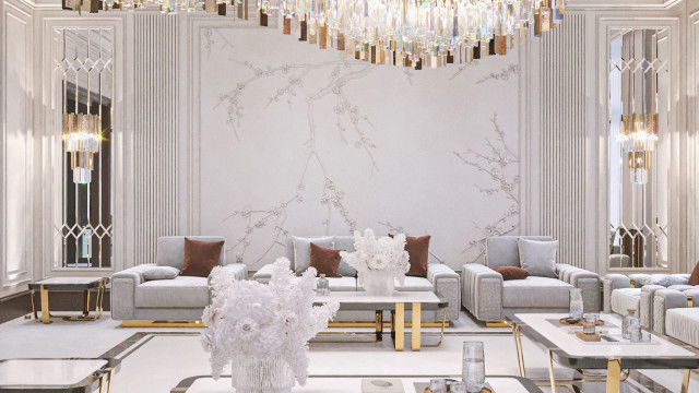 التصميم الداخلي لغرفة الجلوس في أبو ظبي