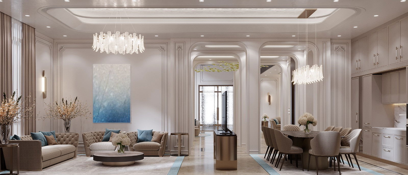 Восхитительный дизайн роскошной семейной гостиной