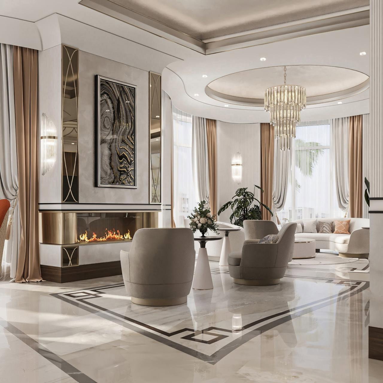 Family Sitting Room in Luxury And Comfort Style