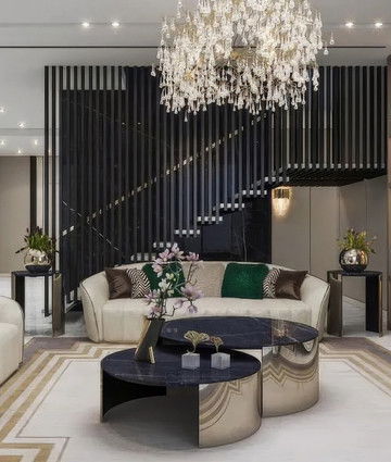 Пентхаус The Palm — кремово-синий интерьер