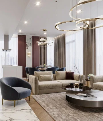 Luxury apartment interior on Bluewaters Island, Dubai