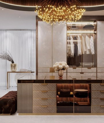 Гардеробная с витриной — интерьер в современном стиле