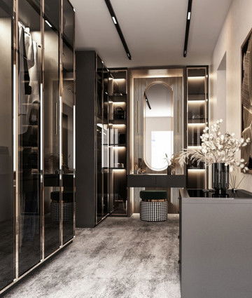 Роскошная гардеробная в мансарде