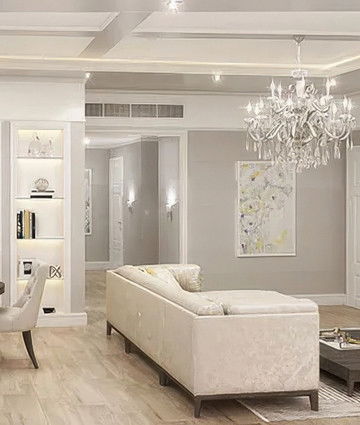 Дизайн квартиры в Дубае — открытая планировка и монохром