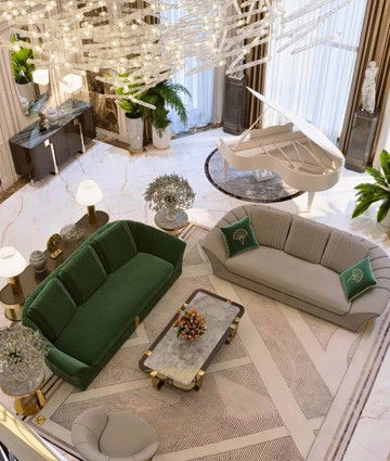 Вилла Mushrif — двухсветная гостиная и роскошный интерьер