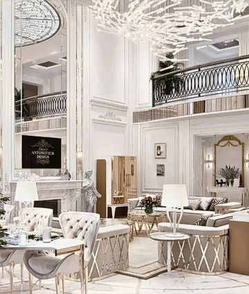 Изысканный дизайн виллы в Дубае: интерьер с высокими потолками