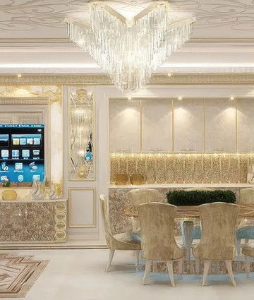 Роскошный дизайн интерьера в ОАЭ — элегантная квартира с гостиной и спальней