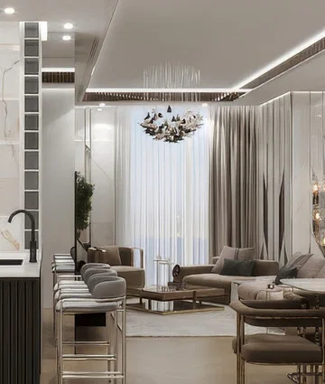 Luxury apartment interior at One Za'abeel Tower, Dubai