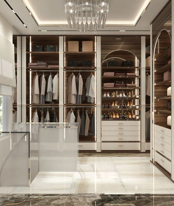 Дизайн гардеробной в Абу-Даби: проект роскошной гардеробной для хозяйки
