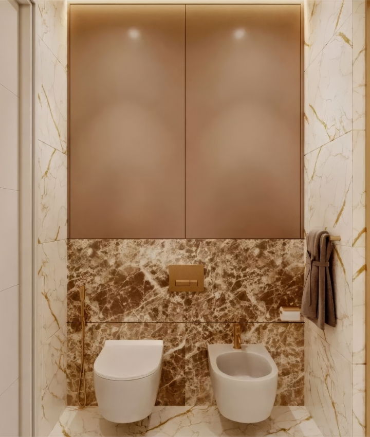 تنفيذ التصميم الداخلي للحمام الأنيق