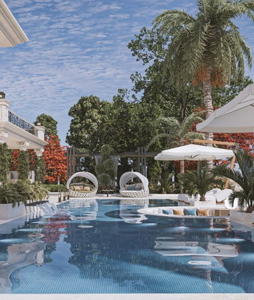 تصميم كلاسيكي لحمام السباحة