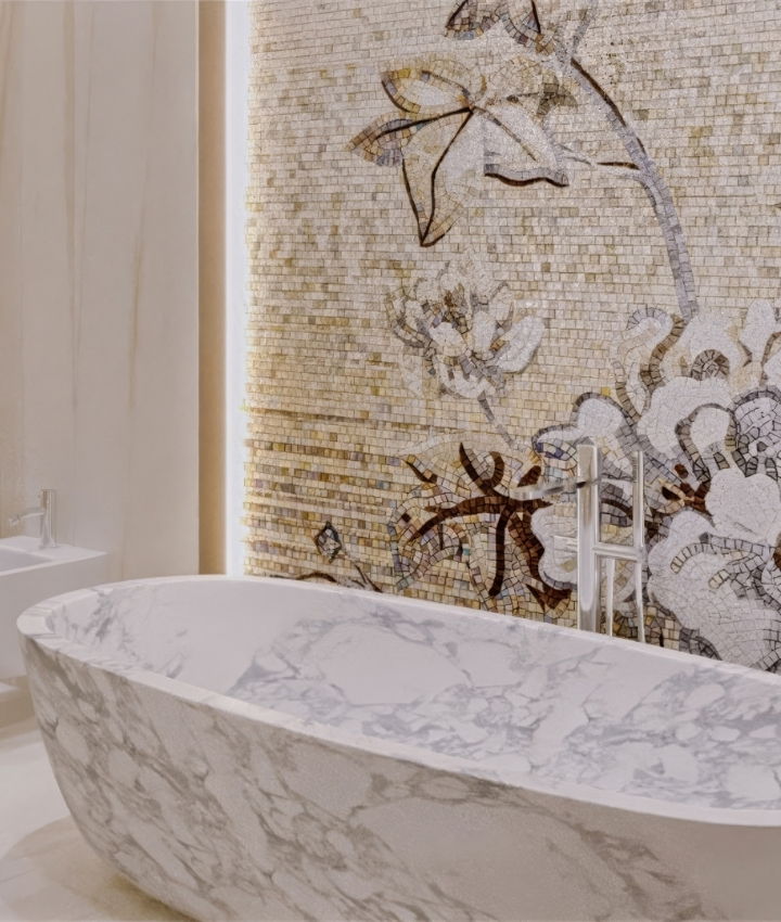 فكرة تصميم حمام باللون الوردي