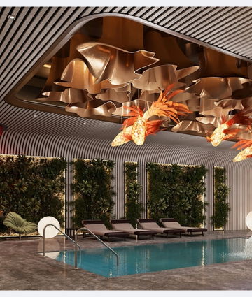 بركة سباحة فاخرة هائلة