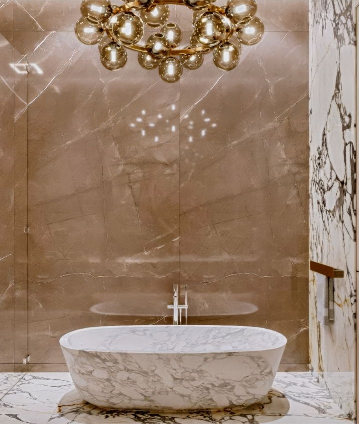 تصميم داخلي للحمام باسلوب فاخر جديد