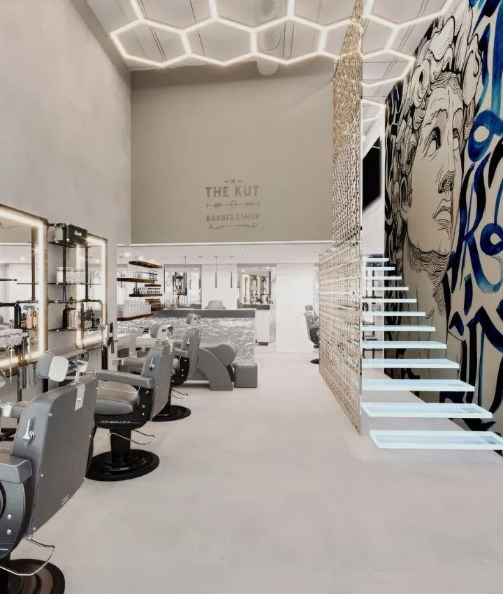 Modern Aesthetic Barber Shop with Spacious Interior Design Creating Luxury