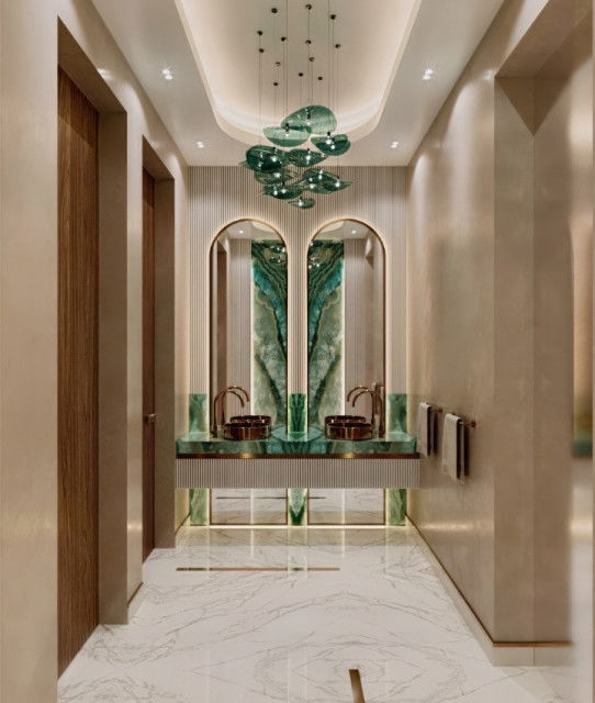 أفضل تصميم داخلي  للحمام بفن الفيسفساء