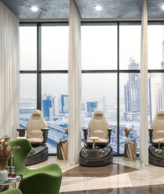 تشطيب مركز تجميل يتميز باندماج الاناقة والجمال مع الفن في دبي