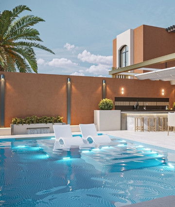 Стильная идея дизайна бассейна