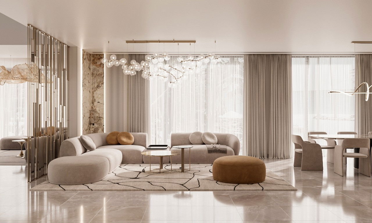 Glorious Living Room Design in Dubai