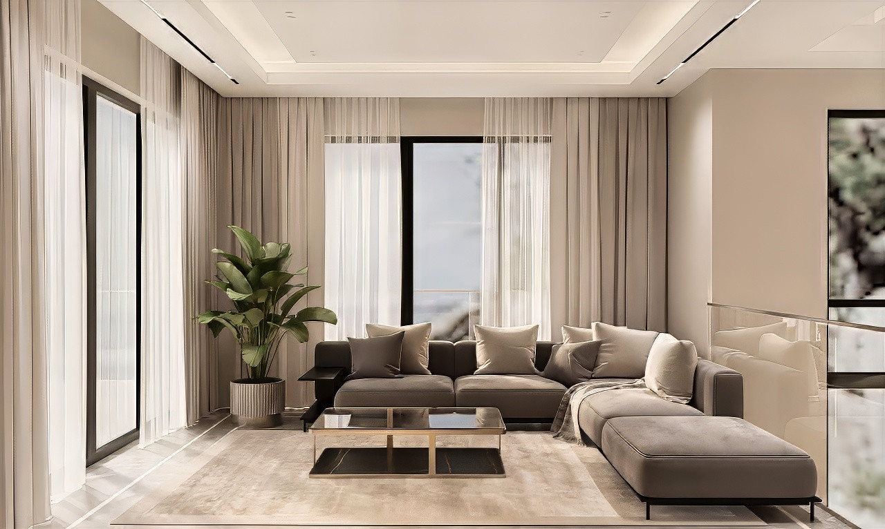 تصميم داخلي لغرفة المعيشة في قطر