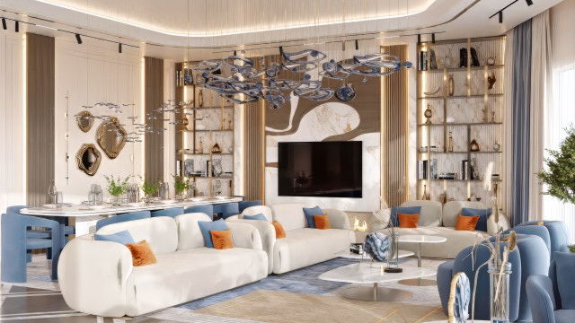 الراحة المعاصرة في ديكور غرفة المعيشة