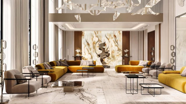 تصميم داخلي لمنطقة غرفة المعيشة