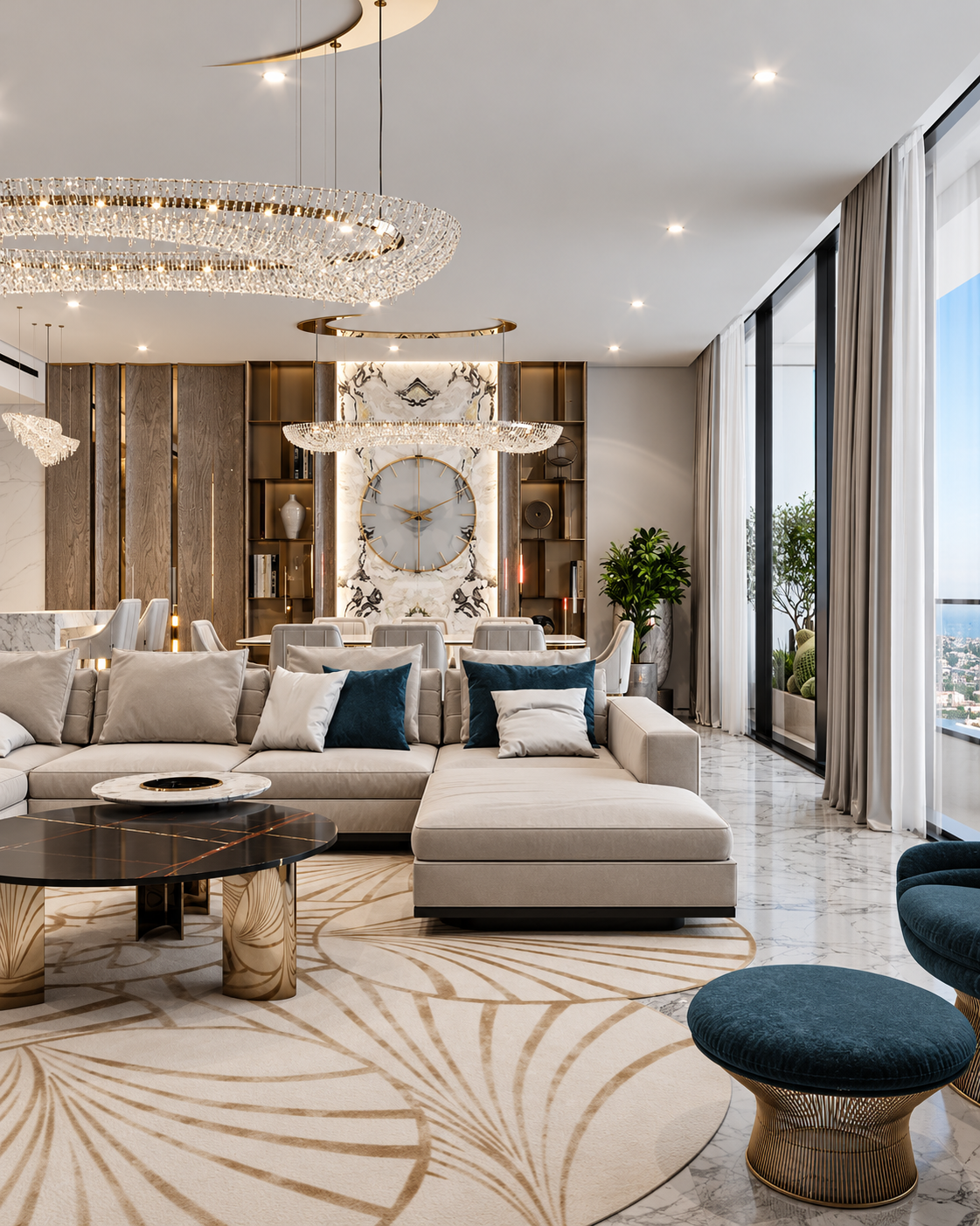 تصميم داخلي وديكور لشقة فاخرة