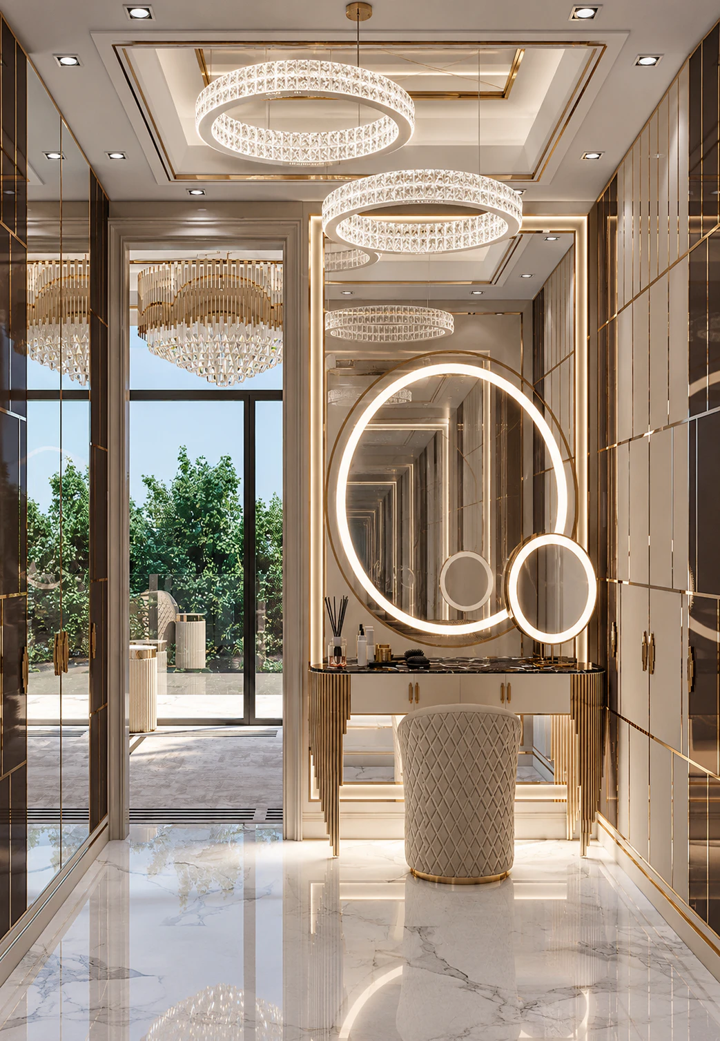 افكار تصميم غرفة ملابس فاخرة