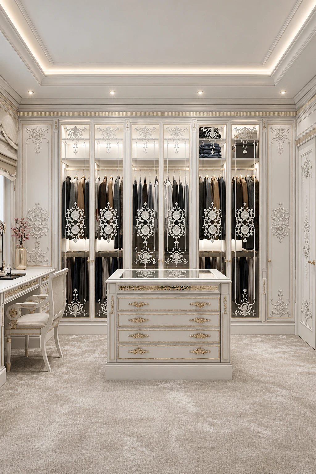 تصميم غرفة الملابس الكلاسيكية
