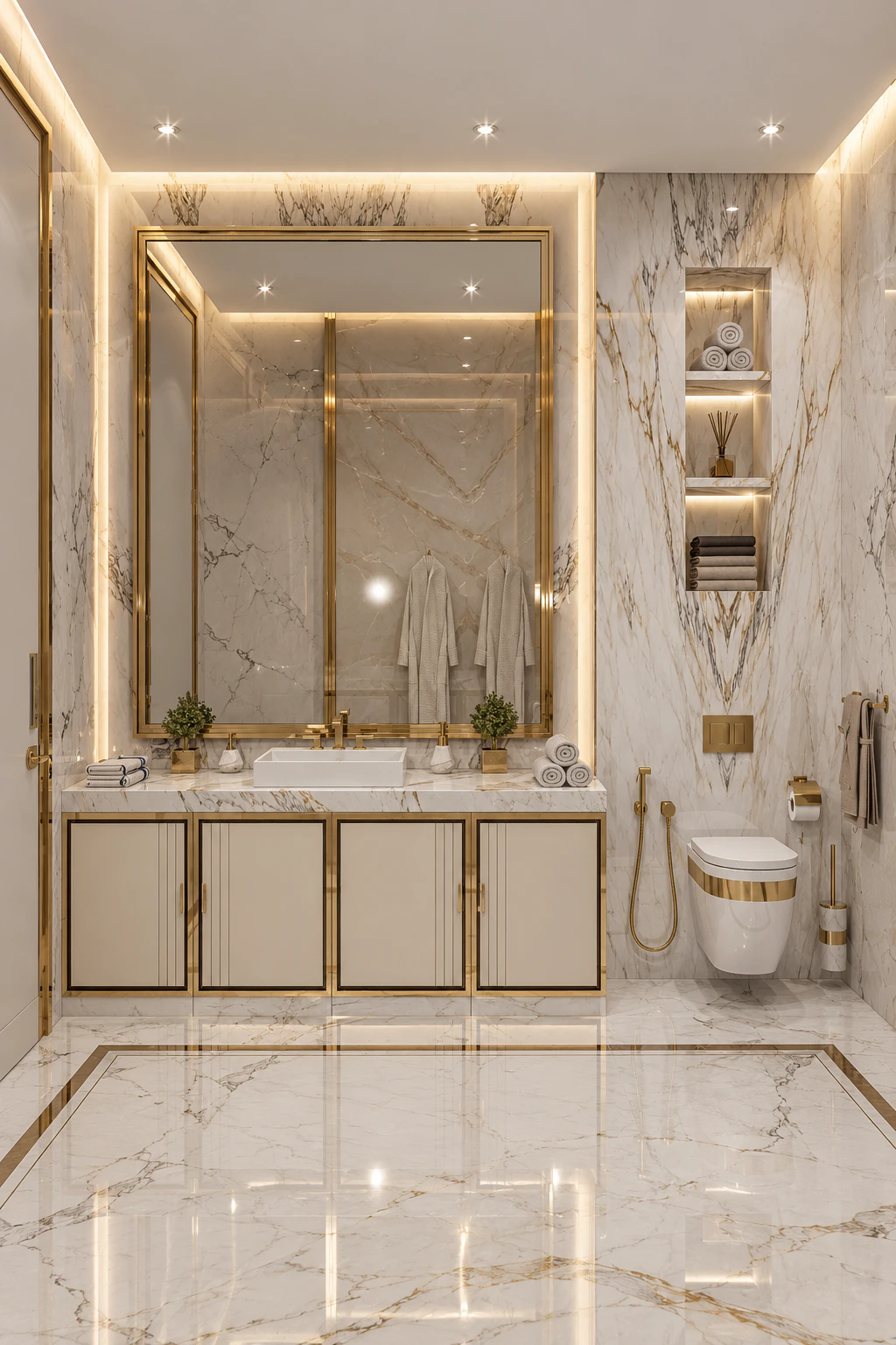 تصميم داخلي أنيق لحمام عام