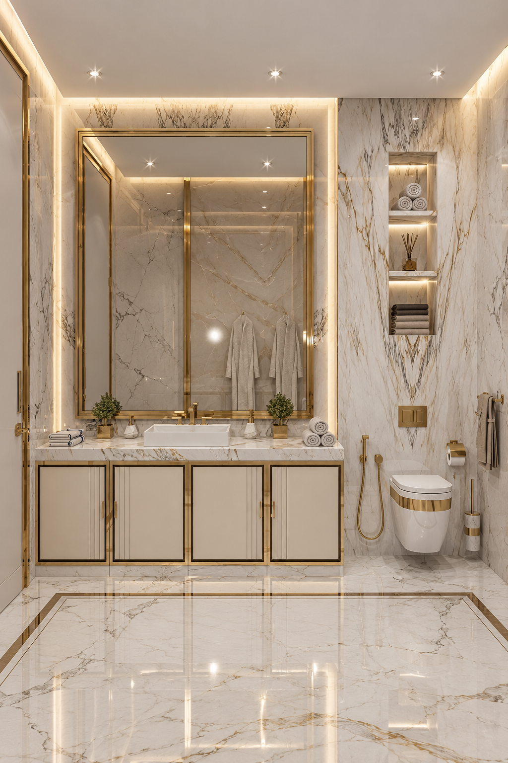 تصميم داخلي أنيق لحمام عام