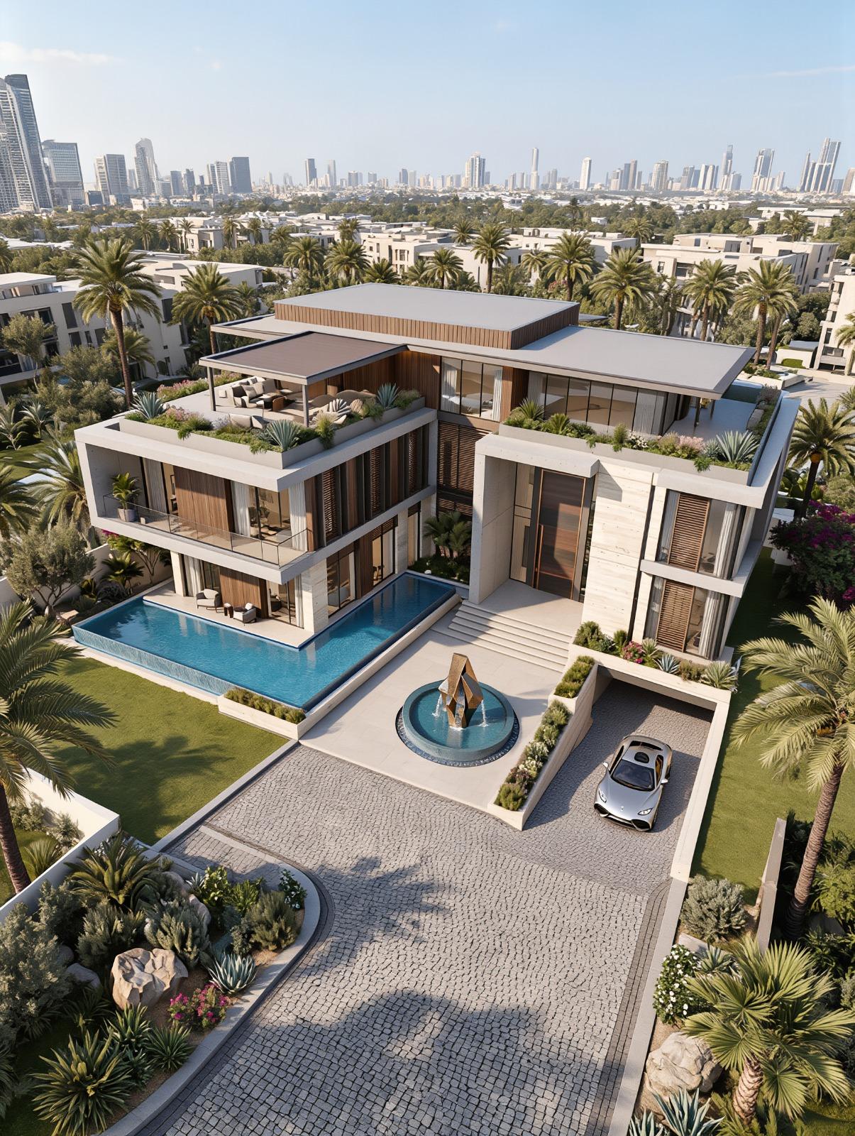 التصميم الخارجي للفيلا في دولة الإمارات العربية المتحدة