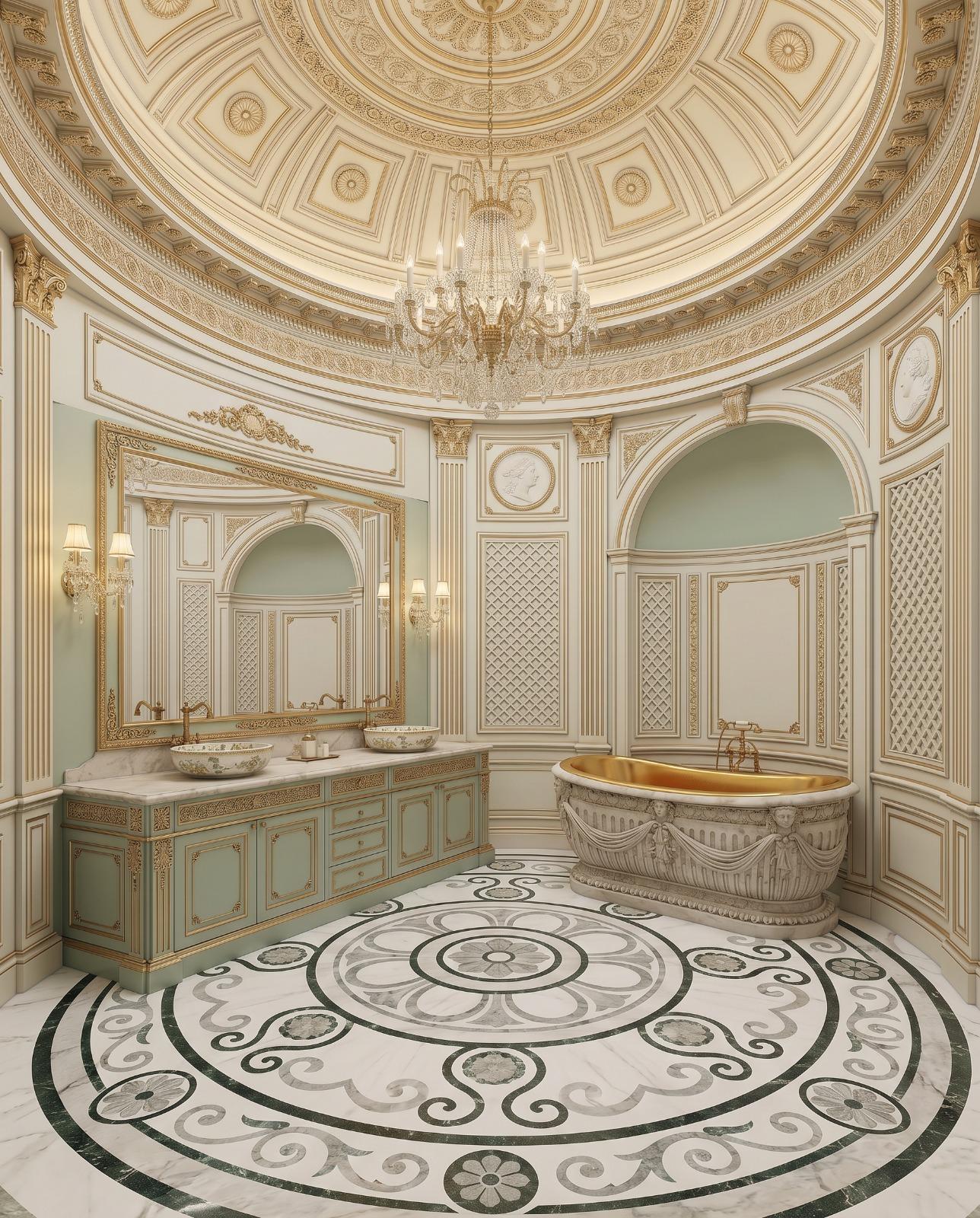 فكرة تصميم الحمام الكلاسيكي