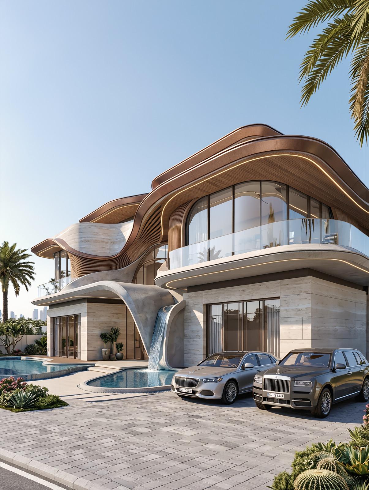فيلا فاخرة حديثة التصميم الخارجي