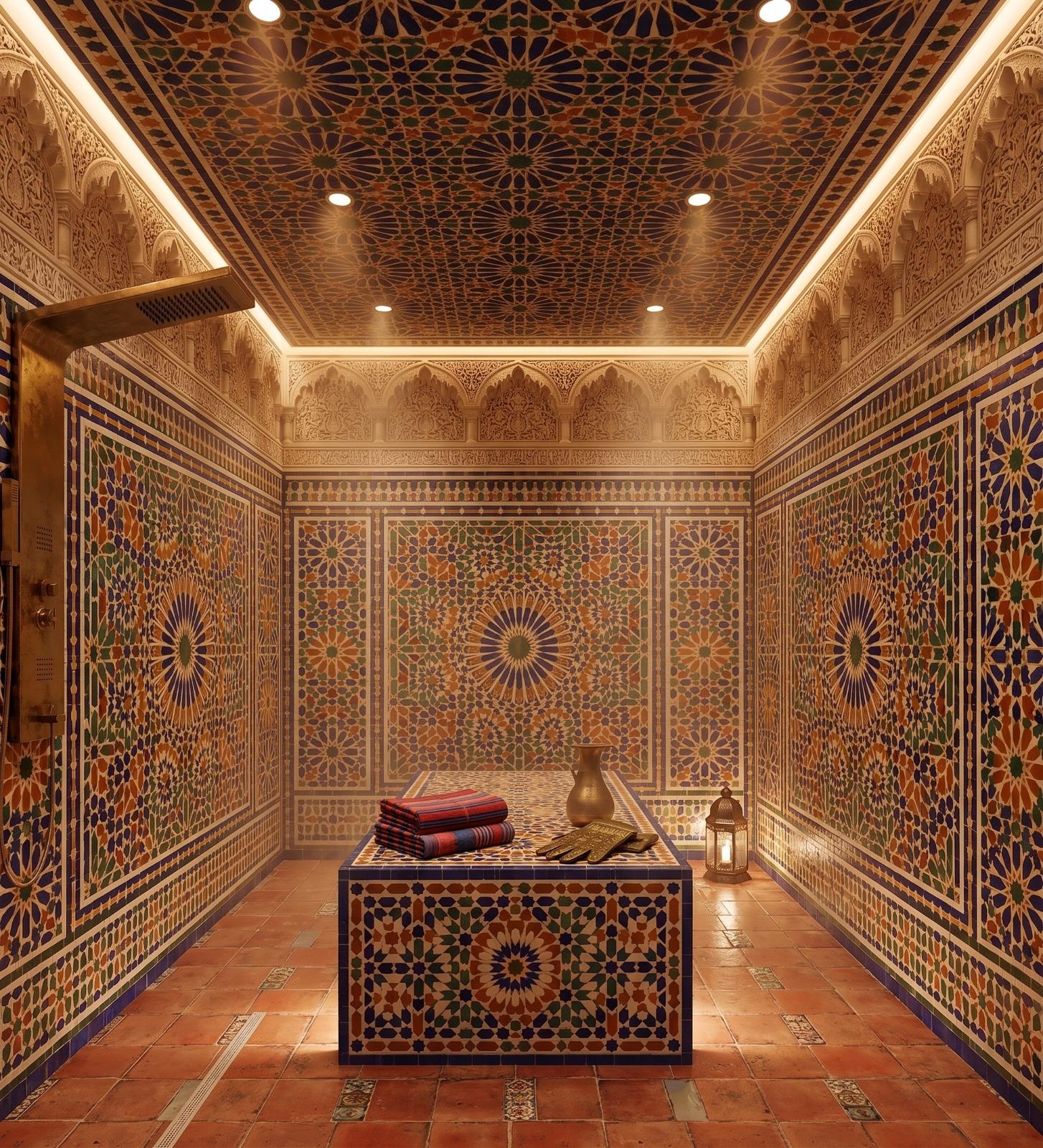 Moroccan Bath Interior Design by Antonovich Group