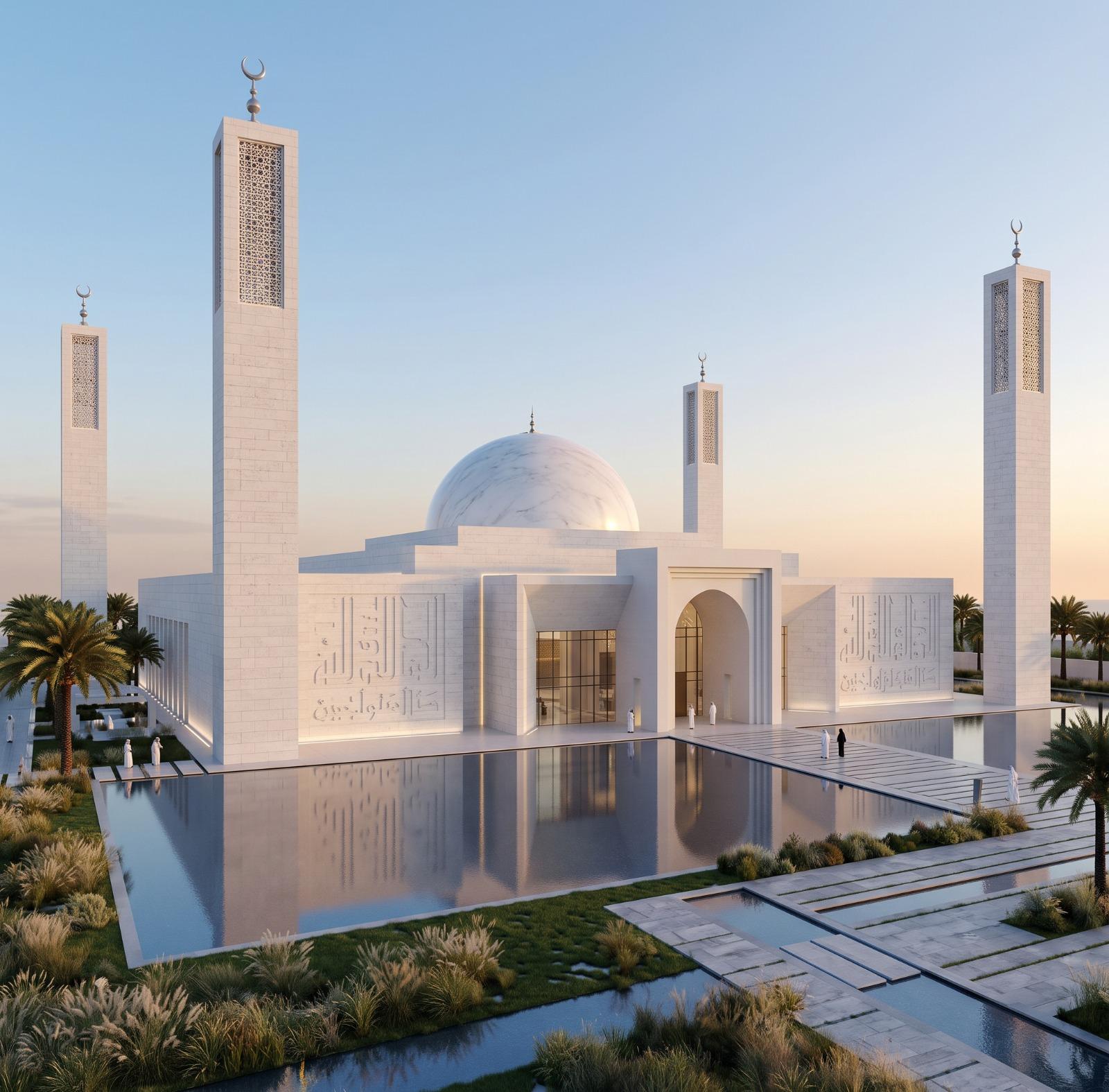 Reflections of Reverence: Antonovich Group's Vision for Modern Marble Mosque Architecture