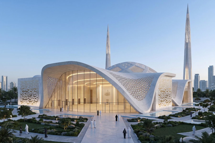 The Sweep and the Spire: Antonovich Group's Vision for Transparent Mosque Architecture