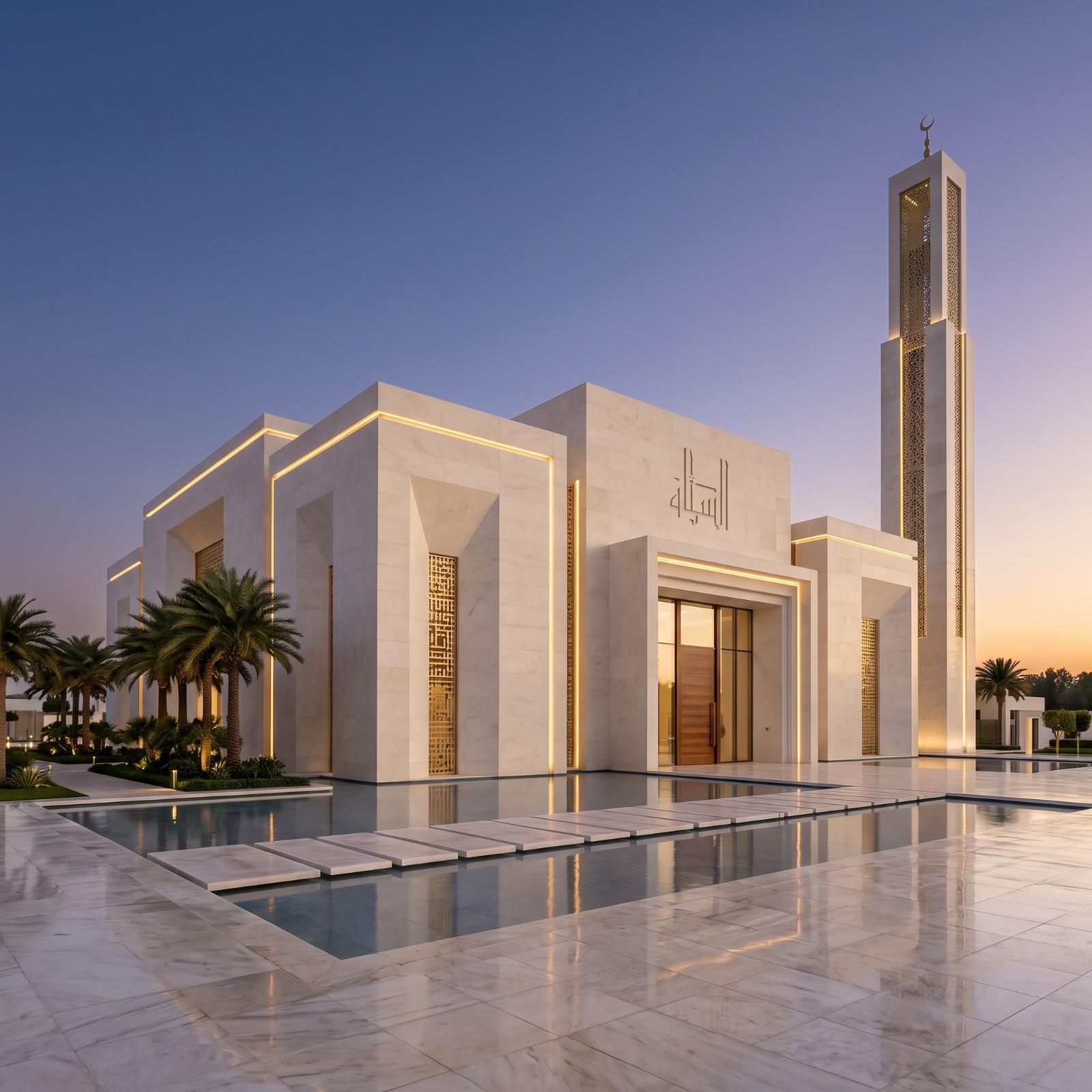 Traced in Gold: Antonovich Group's Minimalist Vision for Community Mosque Architecture