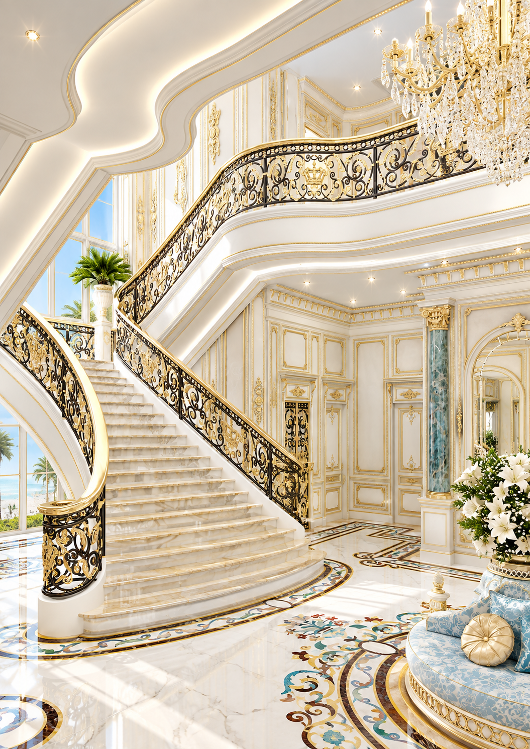 تصميم داخلي ملكي لفيللا في الإمارات