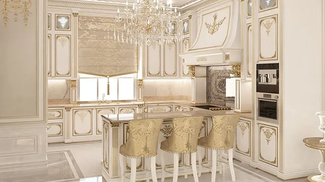 أفكار وتصميم مطبخ مبتكر لفندق منزلي فاخر
