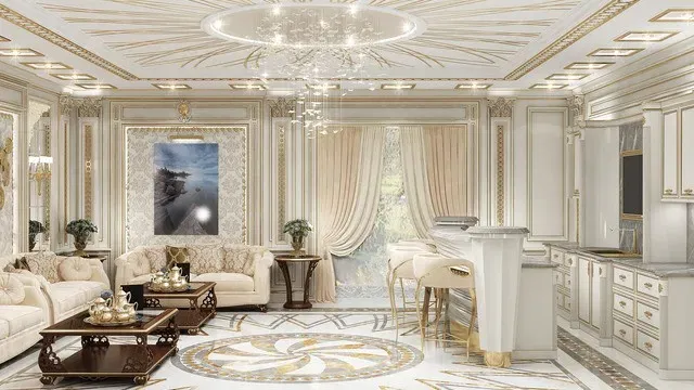 Изысканный современный дизайн столовой и домашнего бара