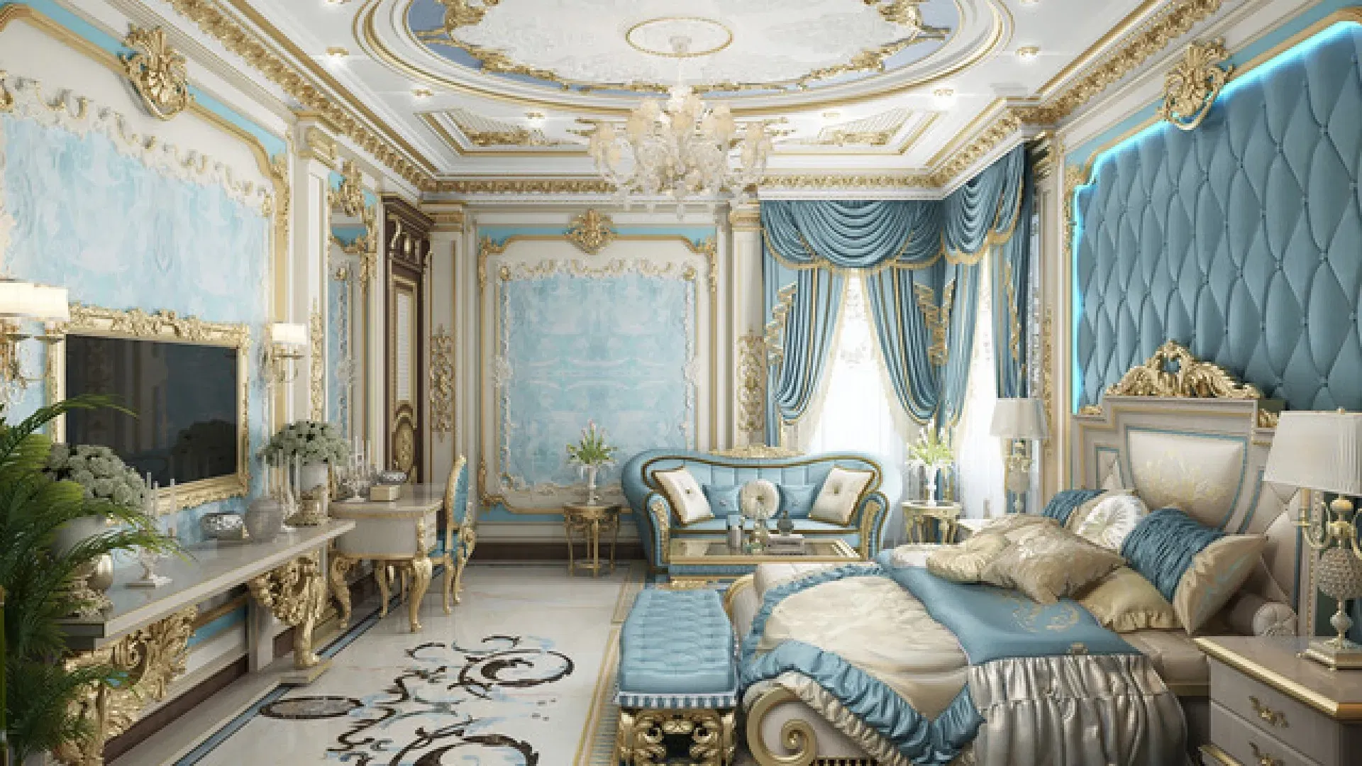 Изысканный дизайн королевской спальни в ОАЭ