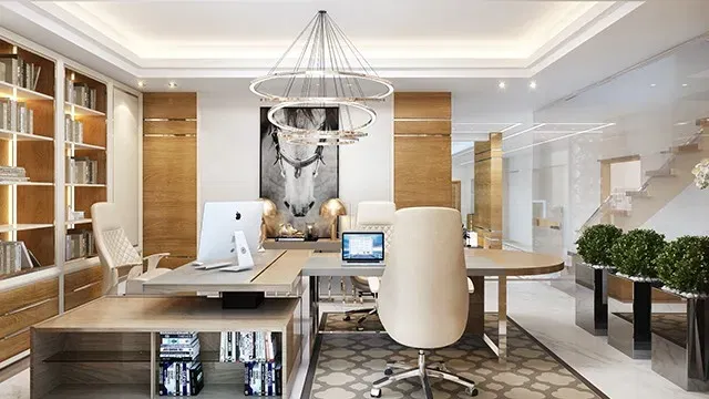 تصميم المساحات: مكتب منزلي مريح وأنيق