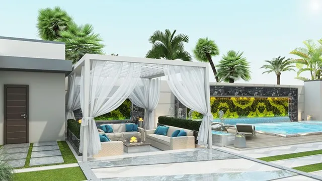 تصميم المناظر الطبيعية المعمارية لحدائق ومساحات خارجية فاخرة