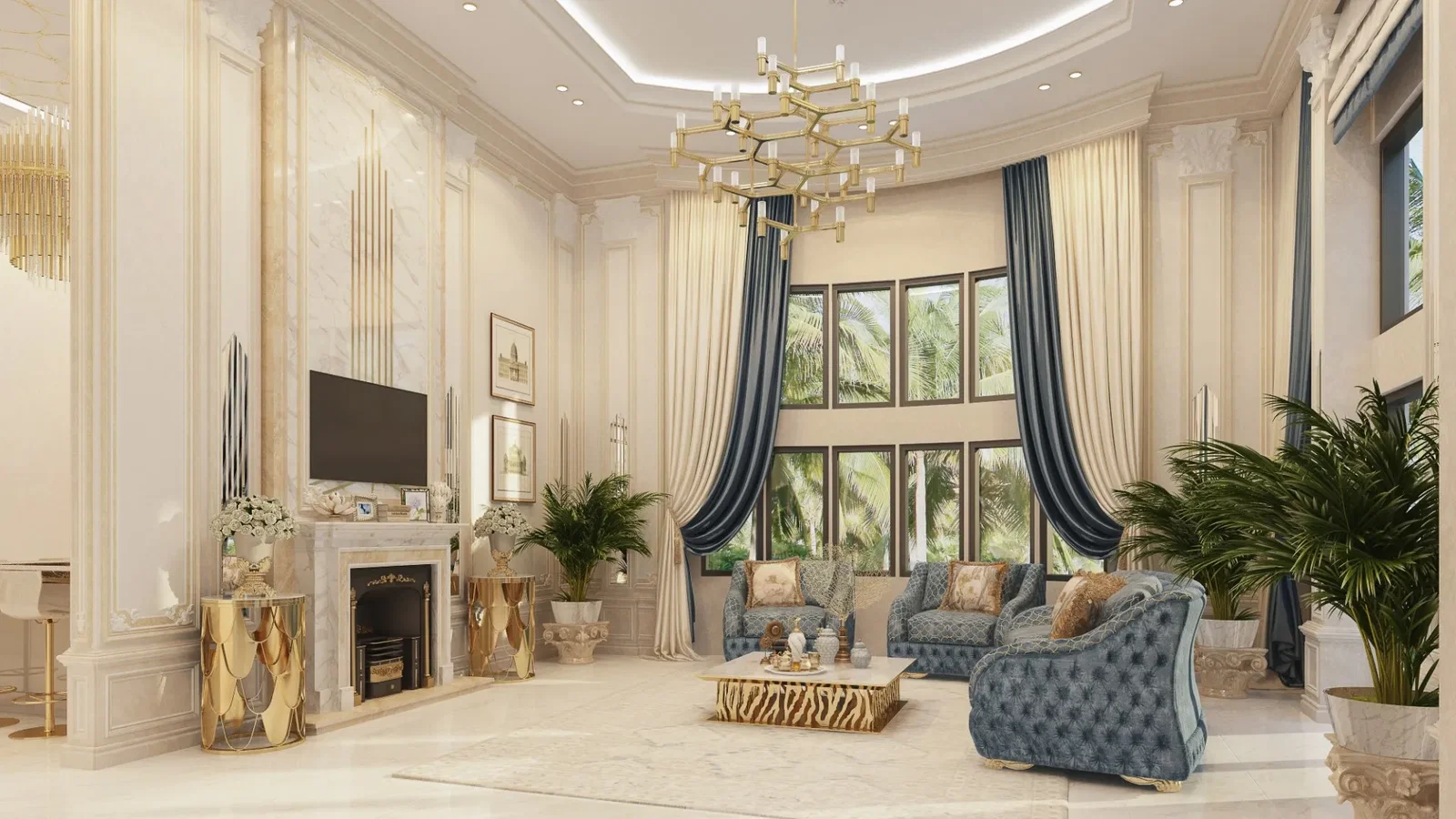 Elegant Royal Living Room Designs Featuring Gold Accents