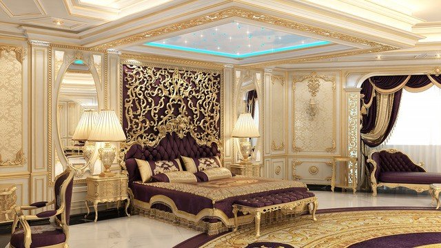 Изысканная отделка мастер-спальни