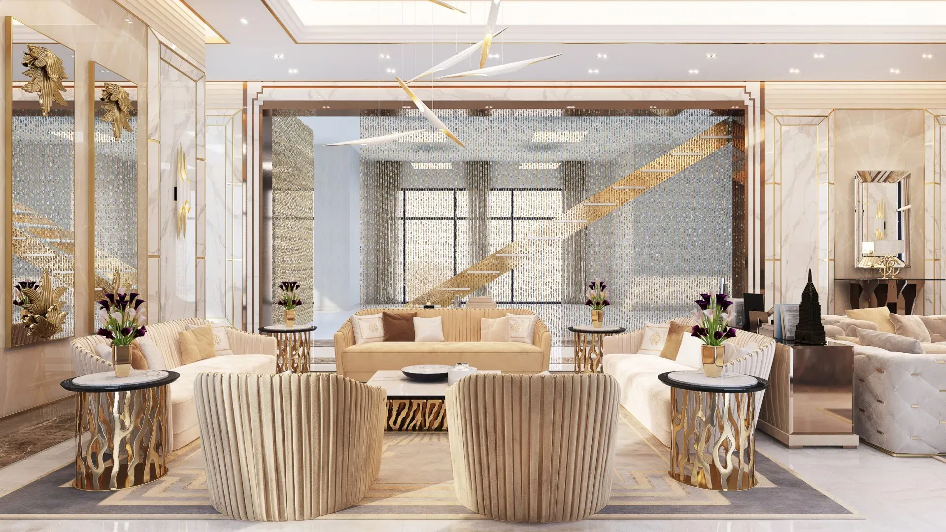 تصميم غرفة معيشة عصرية وفاخرة