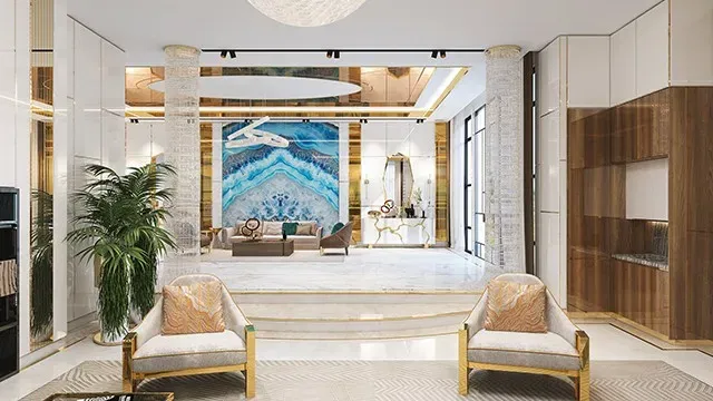 تصاميم غرفة المعيشة الفاخرة لأسلوب حياة مترف