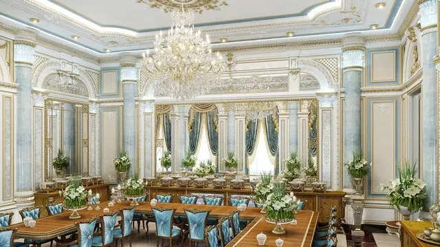 أفكار تصميم غرفة الطعام الملكية لتجربة مهيبة